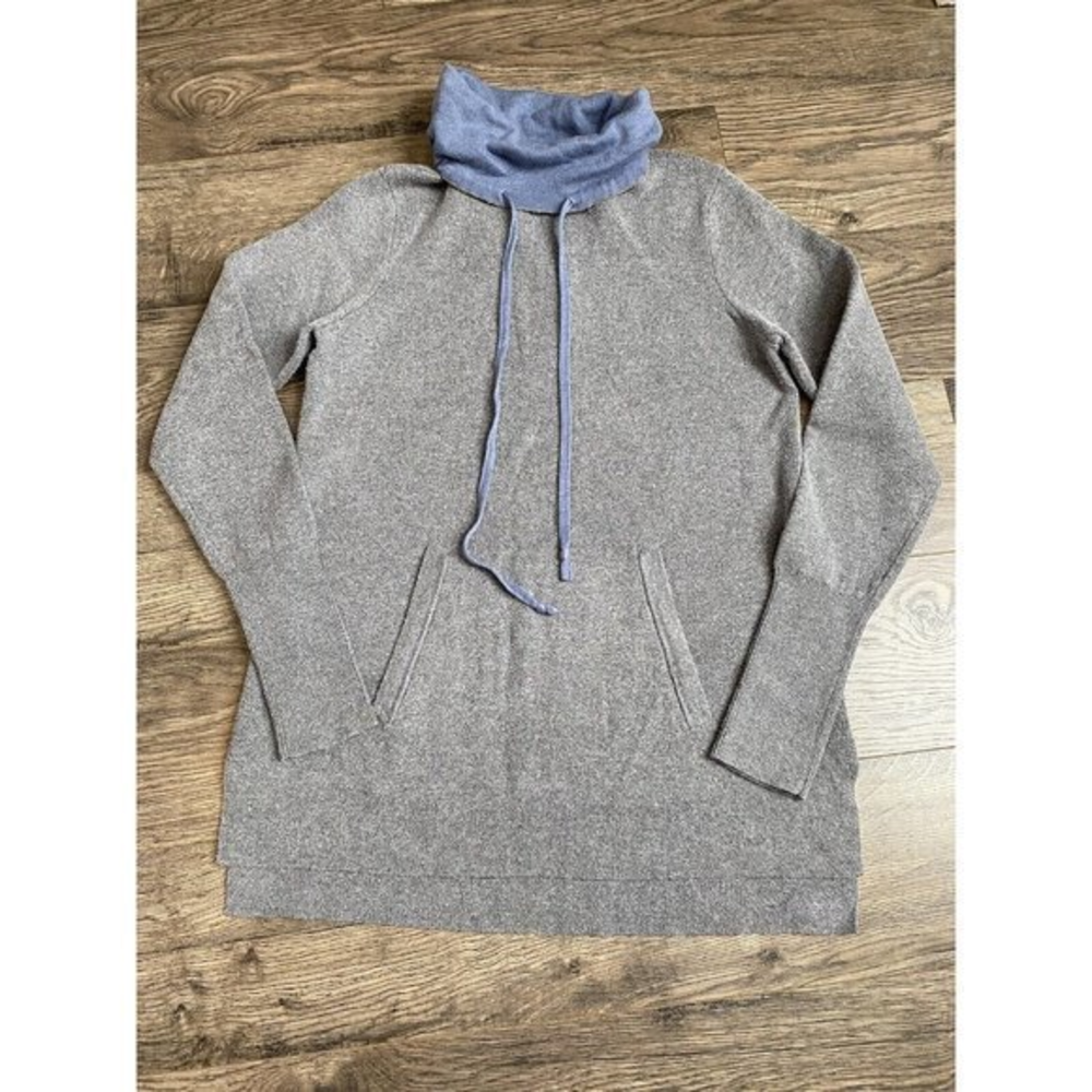 Womens Cynthia Rowley long sleeve cowl neck pullover pocket grey soft size S